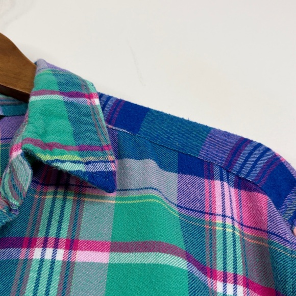 Lauren Ralph Lauren Nightgown Womens Large Blue Pink Plaid Flannel Short PJs - Picture 5 of 10